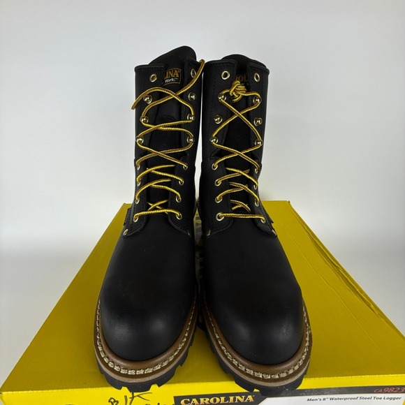 Carolina 8 Inch Steel Toe Logger Boots Mens 9 2E Black CA9823 Waterproof - Picture 7 of 14